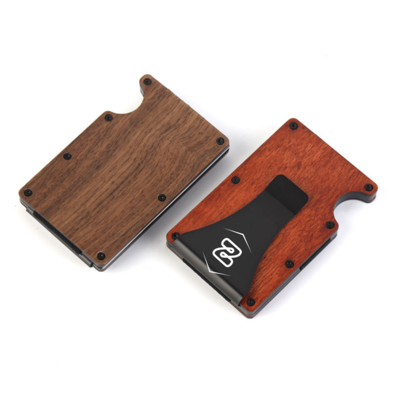 Minimalist Wallet with Money Clip Wooden RFID Carbon Fiber Wallet Credit Card Holder with 15 Card Capacity - Image 8