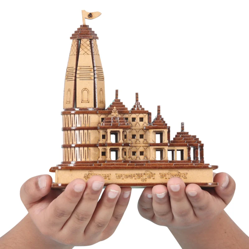Ram Mandir | Wooden Showpiece - Image 2